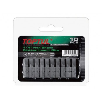 Насадка шлицевая 1,0×5,5×25мм 10шт блистер TOPTUL