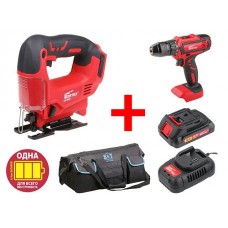 Аккум. лобзик WORTEX CJS 6529 в кор. ALL1 + АКЦИЯ (комплект с шуруповерт, акб, зу и сумка со скидой) (18.0 В, В комплекте с шуруповертом, аккумулятором, ЗУ и сумкой, пропил до 65 мм)