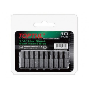 Насадка TORX T9*25 1/4″ 10шт блистер TOPTUL