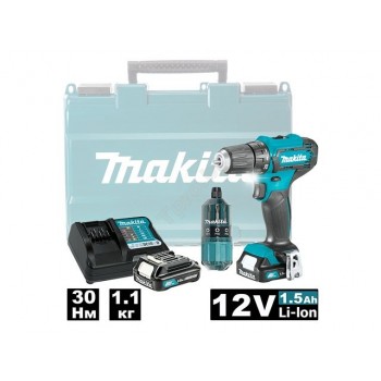 Аккум. дрель-шуруповерт MAKITA CXT DF 333 DWAE в чем. + набор бит (12.0 В, 2 акк., 2.0 А/ч Li-Ion, 2 скор., 30 Нм, шурупы до 8 мм)