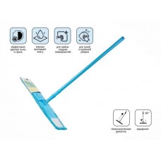 Швабра для пола с насадкой из микрофибры Solid, голубая, PERFECTO LINEA