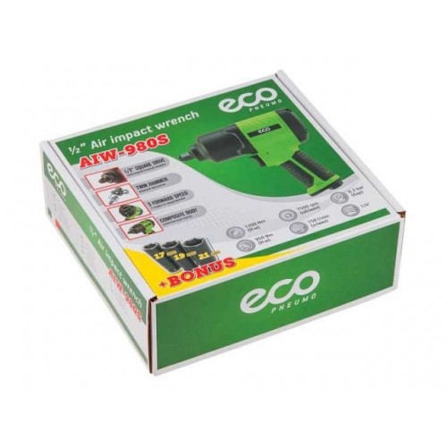 Пневмогайковерт 1/2″ ECO AIW-980S (950/1200 Нм (закр./откр.), 3 ступени крут.мом., twin hammer, 7500 об/мин, композитн. корпус) Пневмогайковерт 1/2″ ECO AIW-980S (950/1200 Нм (закр./откр.), 3 ступени крут.мом., twin hammer, 7500 об/мин, композитн. корпус)