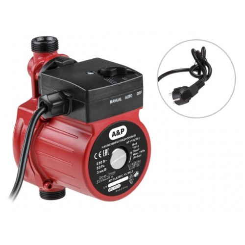 Насос циркуляционный CLASSIC-15/90-Z, A&P (100 Вт, 1380 л/ч, 9 м) Насос циркуляционный CLASSIC-15/90-Z, A&P (100 Вт, 1380 л/ч, 9 м)