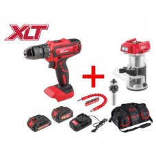 Аккум. дрель-шуруповерт WORTEX BD 1825-1 DLi в кор. ALL1 + АКЦИЯ! ((дрель-шур, фрезер, 2 акб 2А+4А, зу, сумка, набор бит, фреза кромочная 19х10мм))