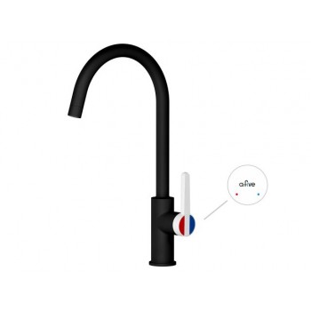 Смеситель для кухни (Lt) D35, серия Rose черный + белый, a-five (J-излив: длина 208 мм, высота 285 мм, поворотный)