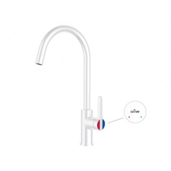 Смеситель для кухни (Lt) D35, серия Lotus белый, a-five (J-излив: длина 208 мм, высота 285 мм, поворотный)