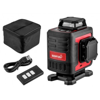 Нивелир лазерный линейный WORTEX LX LL 0340-2 (4х360°, до 25 м, +/- 0.3 мм/м, зеленый) (резьба 1/4")