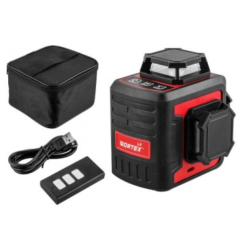 Нивелир лазерный линейный WORTEX LX LL 0330-2 (3х360°, до 25 м, +/- 0.3 мм/м, зеленый) (резьба 1/4")