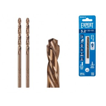 Сверло по металлу ц/х 3.2х36х65 мм HSS-Co, комплект из 2-х шт EXPERT STARTUL (кобальт 5%)