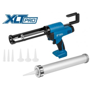 Аккум. пистолет для герметика BULL CG 1860 SOLO, 300/600 мл, 2500 Н, 8,3 мм/с, рег. скор. (защита от вытекания, 2 кг, 2 тубы в комплекте)