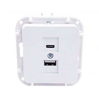 Розетка с двумя USB-разъемами (скрытая, узел) белая, Astrum Bylectrica