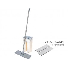 Швабра с отжимным ведром Scratch mop, бежевая, PERFECTO LINEA (отжимное ведро, швабра, 2 сменных насадки из микрофибры.)
