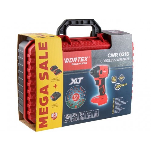 Аккум. ударный гайковерт/винтоверт WORTEX CWR 0218 в чем. XLT 2x2 А*ч, БЕСЩЕТ., 18 В, 220 Н*м (внутр. шестигр. 1/4", вес 0,92 кг) Аккум. ударный гайковерт/винтоверт WORTEX CWR 0218 в чем. XLT 2x2 А*ч, БЕСЩЕТ., 18 В, 220 Н*м (внутр. шестигр. 1/4", вес 0,92 кг)